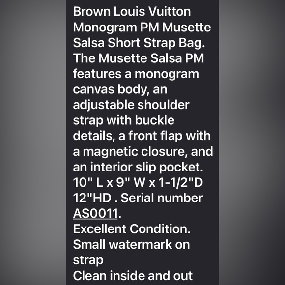 💕💗Vuitton Brown Monogram Musette Salsa Short Strap Bag. - Picture 13 of 13